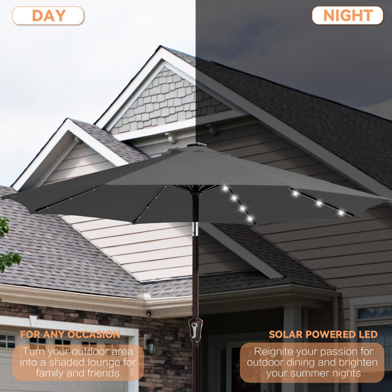 Parasol de marché avec manivelle Beka, Gris, H 94,5 po x l 120 po x P 120 po