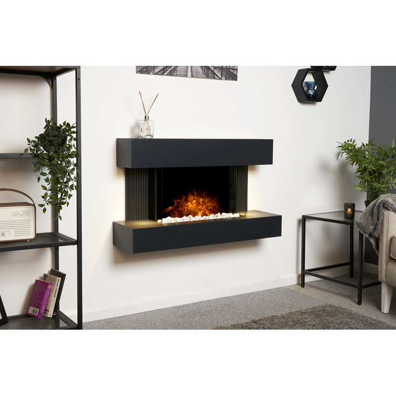Manola Adam 100cm W Charcoal Grey Electric Fireplace with 6824 BTU