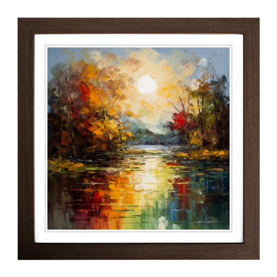 Lake Palette Knife Painting No.1 - Single Picture Frame Print on Wood
