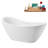 59" Streamline Soaking Glossy White Freestanding Tub With Internal Drain in Brushed Nickel
