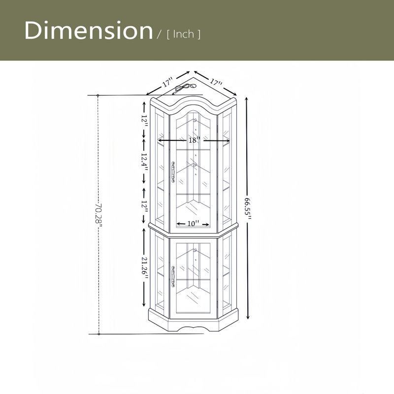 Vitrine de coin lumineuse avec portes et tablettes en verre trempé - rangement élégant en chêne pour le décor du salon et de la chambre à coucher