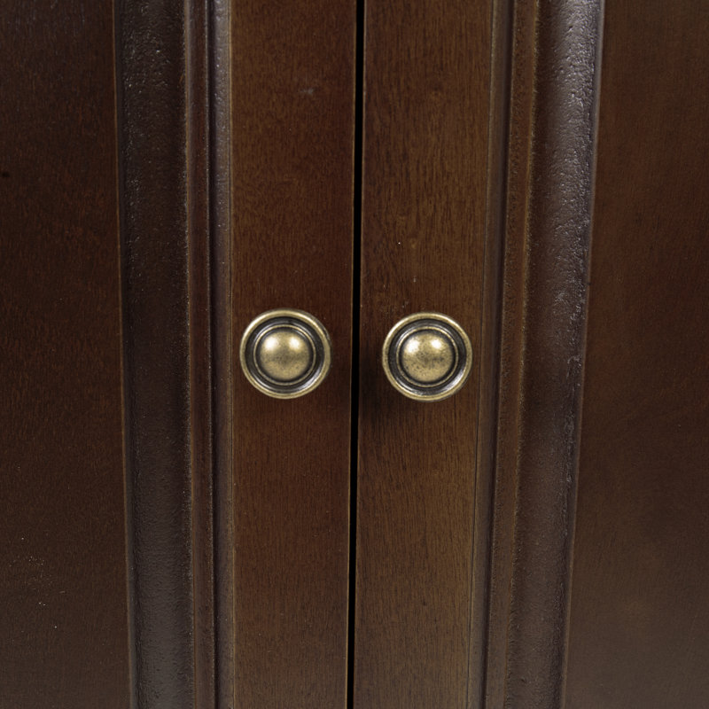 Traditional Espresso Solid Wood Dartboard Cabinet with Brass Hardware