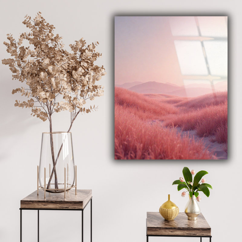 Art mural rose pastel en verre trempé, H 40 po x l 30 po