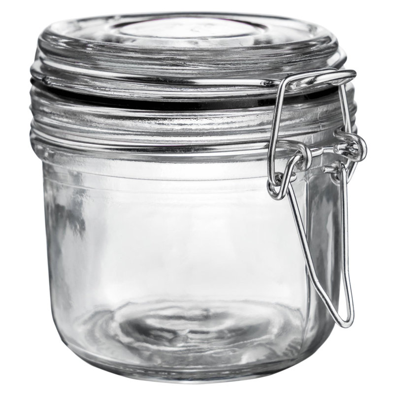 Argon Tableware - Glass Storage Jars - Set of 3, 8.5cm H x 7.5cm W x 7.5cm D, Clear/Black