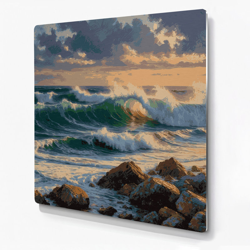 Art mural en métal Coastal Atlantic Shoreline, H 12 po x l 12 po