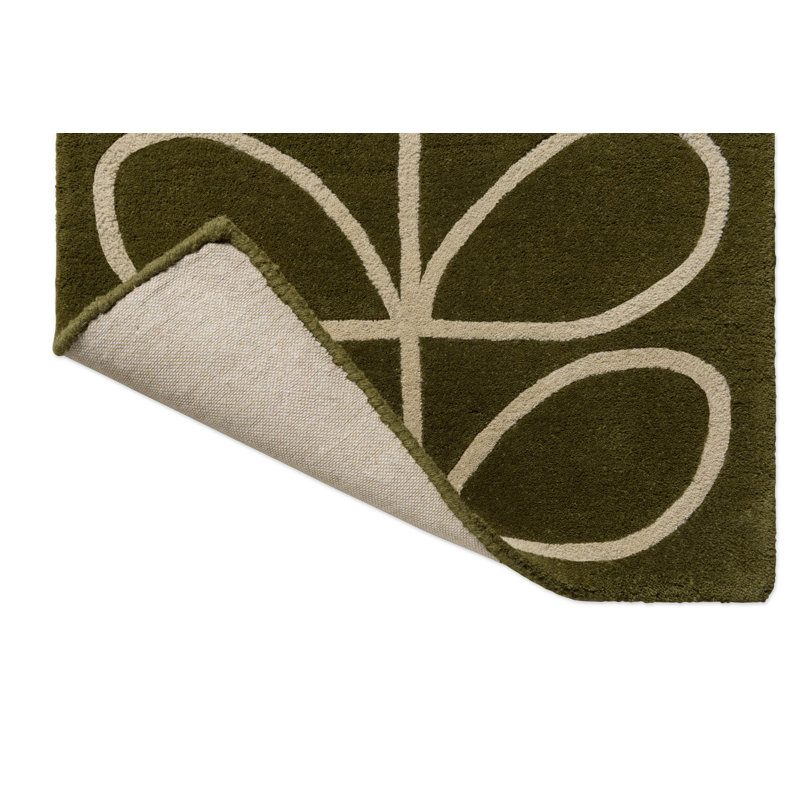 Hand Tufted Wool Abstract Area Rug in Olive, Runner 2'4" x 9'10"