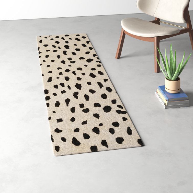 Black and White Leopard Print Accent Rug