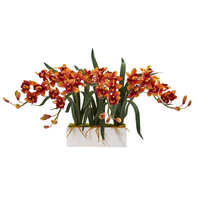 Arrangement floral orchidée cymbidium dans un vase
