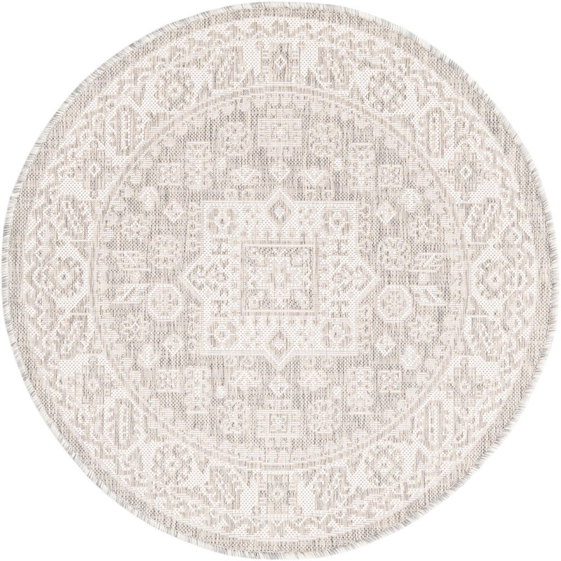 Outdoor Chand Area Rug Camel Color, Round 7'10"