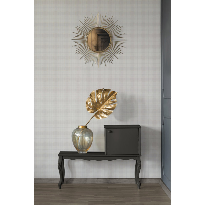 Maison Charme Check Motif 10.05m x 53cm Wallpaper Roll, Cream