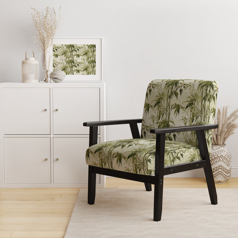 Fauteuil rembourré d'appoint tropical D, Motif tropical bambou élégance I