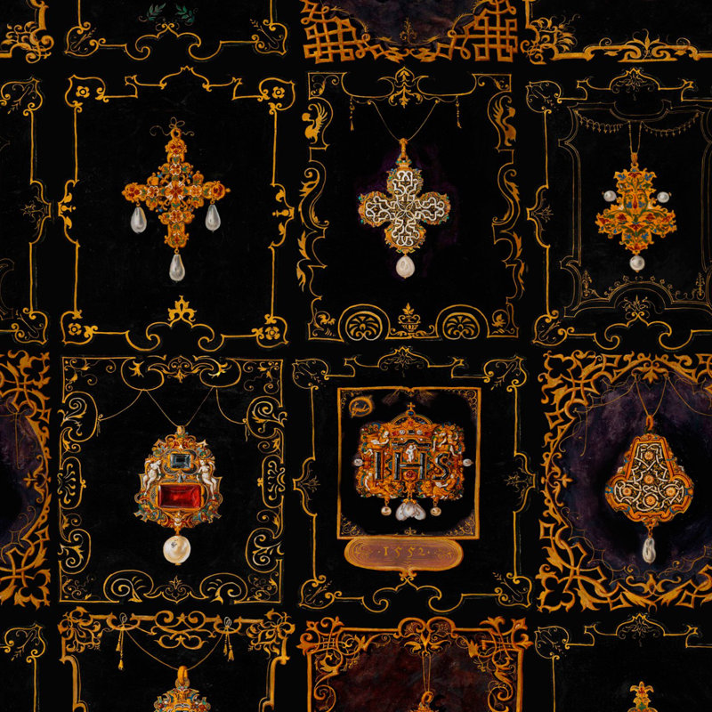 Renascimento Geometric Wallpaper Roll, Gold/Black