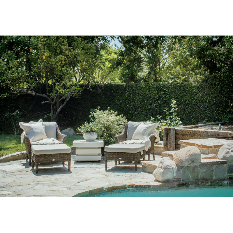 Sea Wattle Brown Wicker Outdoor Lounge Chair with Cushions