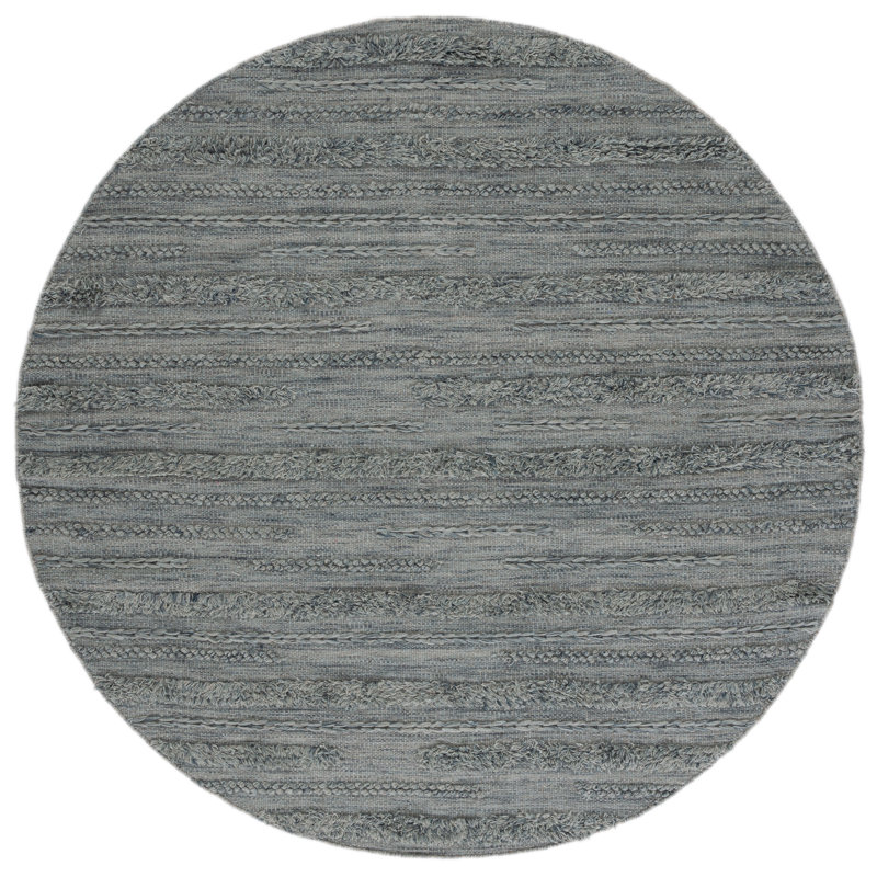 Hartzler Hand-Woven Flatweave Grey/Ivory Area Rug, Round 6'