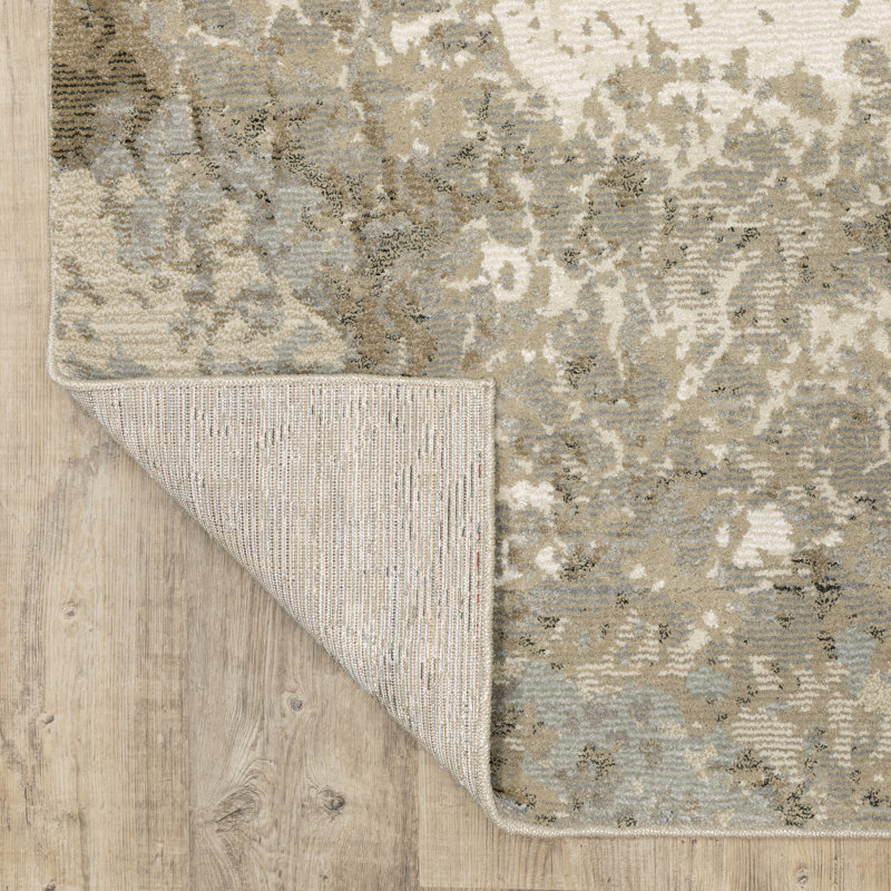 Tapis beige à motif abstrait Ronny, Rectangle 6 pi 7 po x 9 pi 6 po