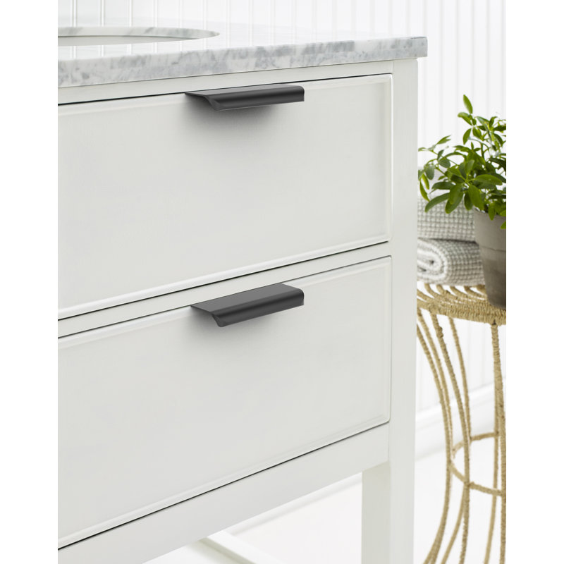 Streamline Tab 4 inch (102mm) Length Matte Black Cabinet Edge Pull - 25 Pack, Matte Black, 4"