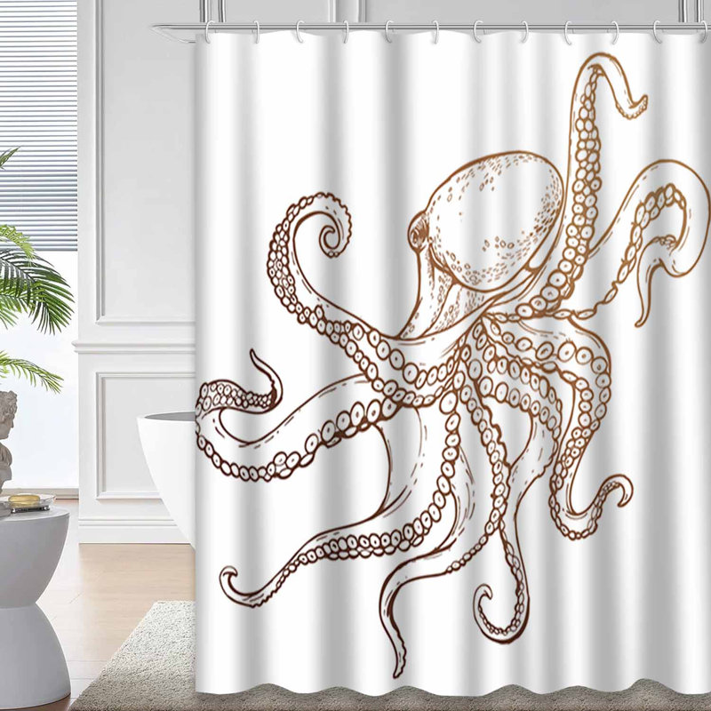 Rideau de douche avec 12 crochets Octopus, L 72 po x l 78 po