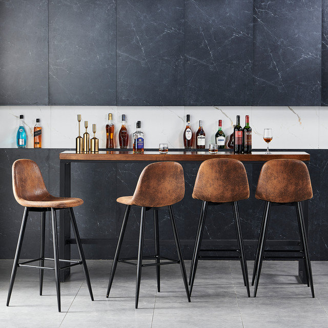 Congleton Upholstered Counter Stool with Metal Frame, Black