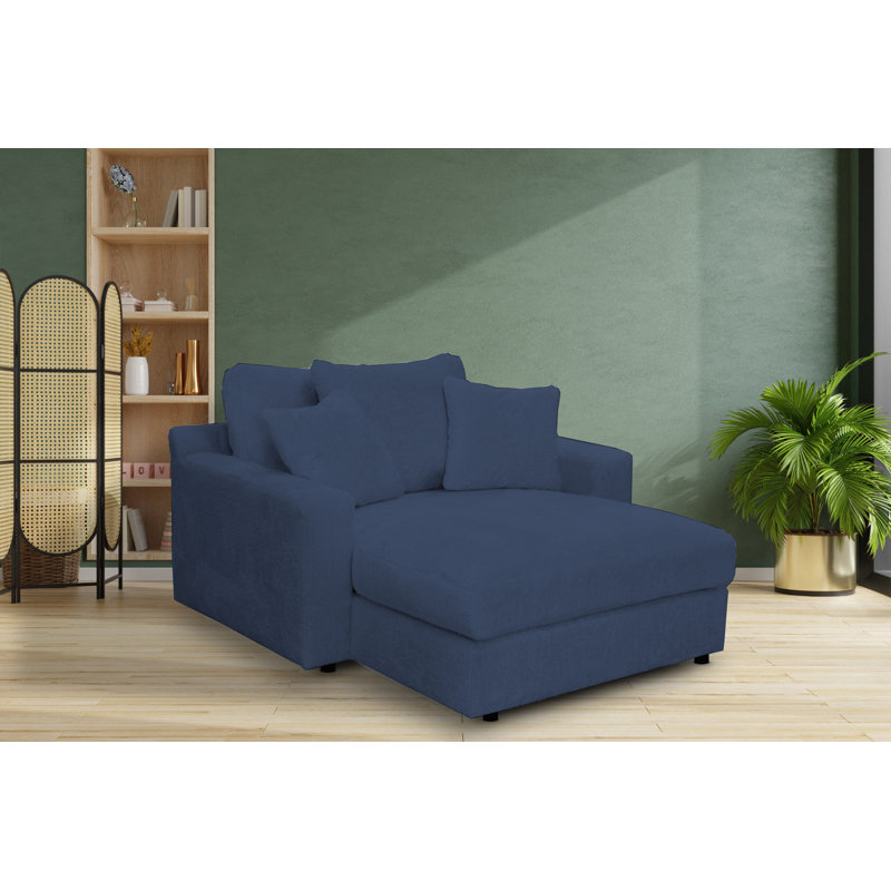 Caegan Upholstered Chaise Lounge, Ink Boucle