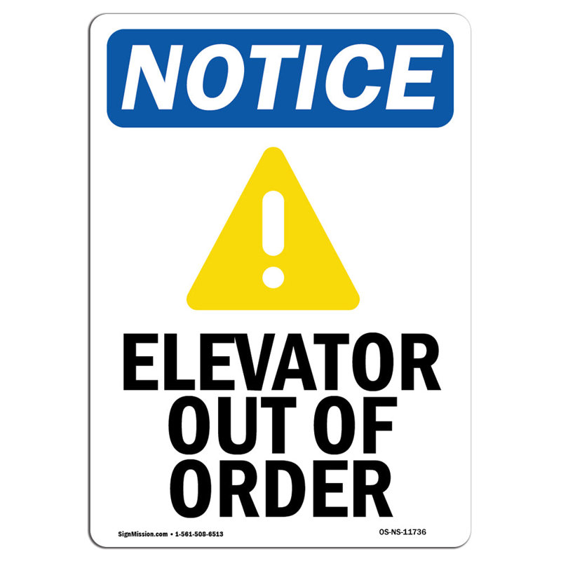 Elevator Out Of Order Sign With Symbol