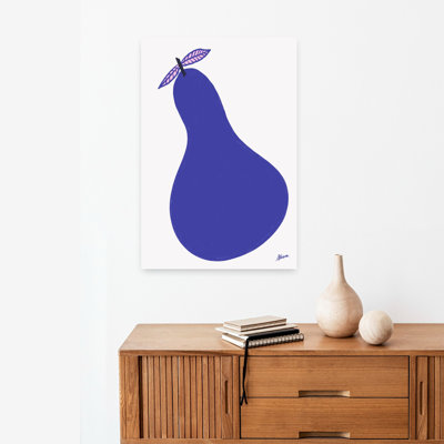 Blue Pear Minimalist Modern Vibrant Fruit Plant Wall Art