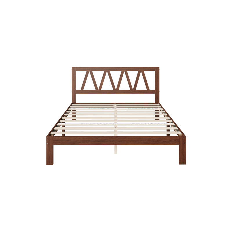Base de lit en bois massif avec tête de lit, Double, Espresso