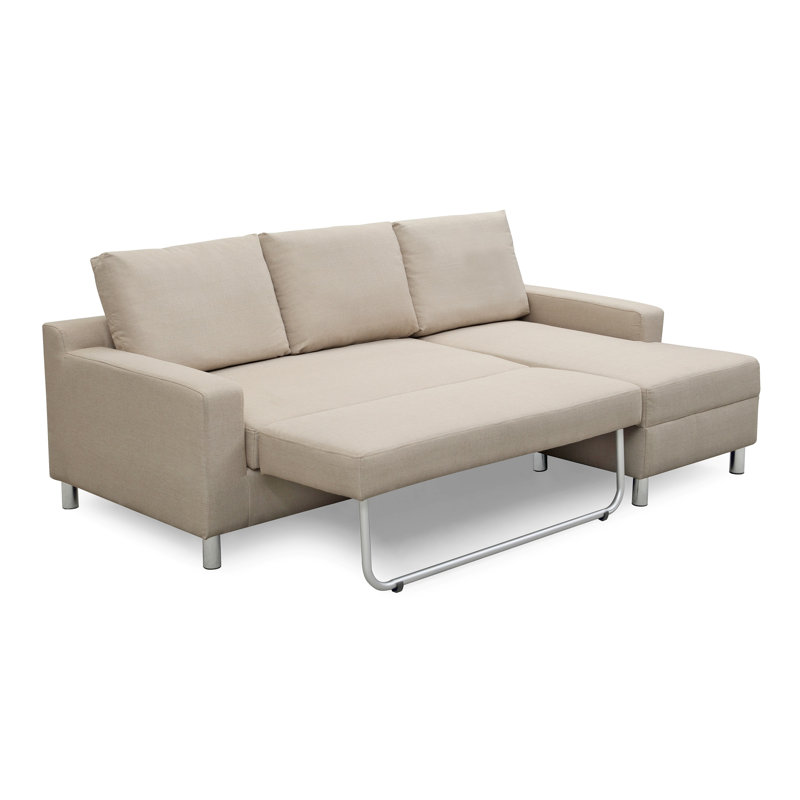 Falgoust Upholstered L-Shaped Sectional, Beige Linen Blend, Right Hand Facing