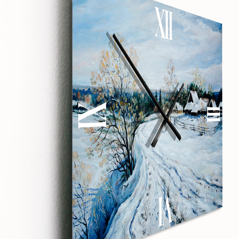 Horloge murale traditionnelle Country Road In Winter Times II, Moyen