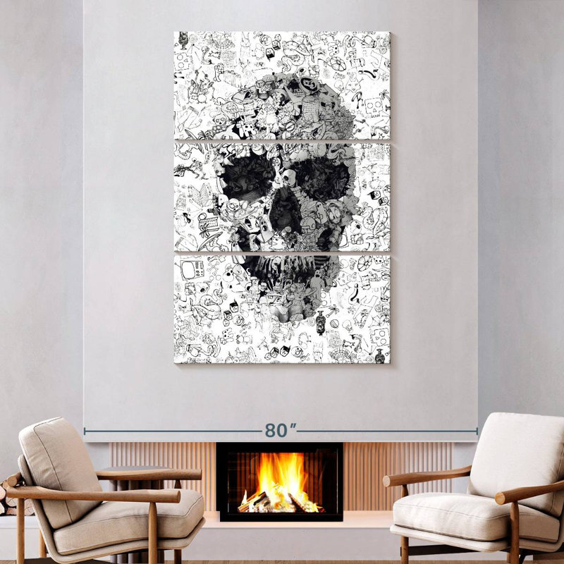 Kerner Doodle Skull, 74" H x 48" W