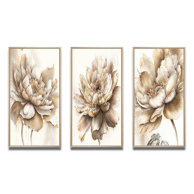 " Indigold Beige Flower " 3 - Pieces