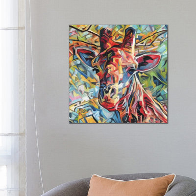 Giraffe of Many Colours 1 Piece Wrapped Canvas Painting