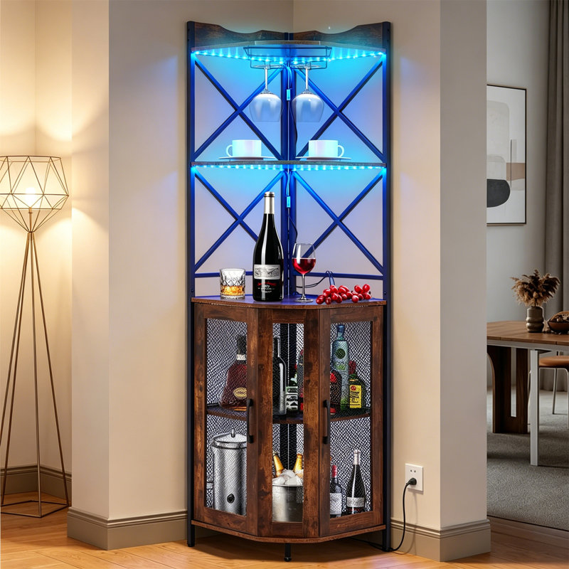 Wine Bottle & Glass Rack Black,Brown