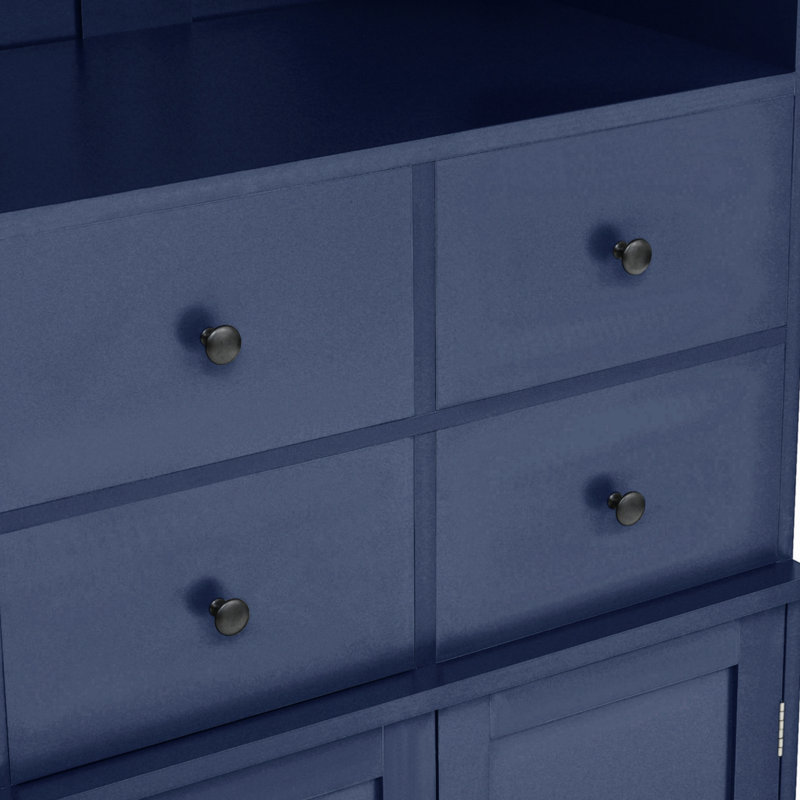 Armoire de cuisine autoportante, rangement maximisé, style shaker, style classique, salon et salle à manger, Bleu