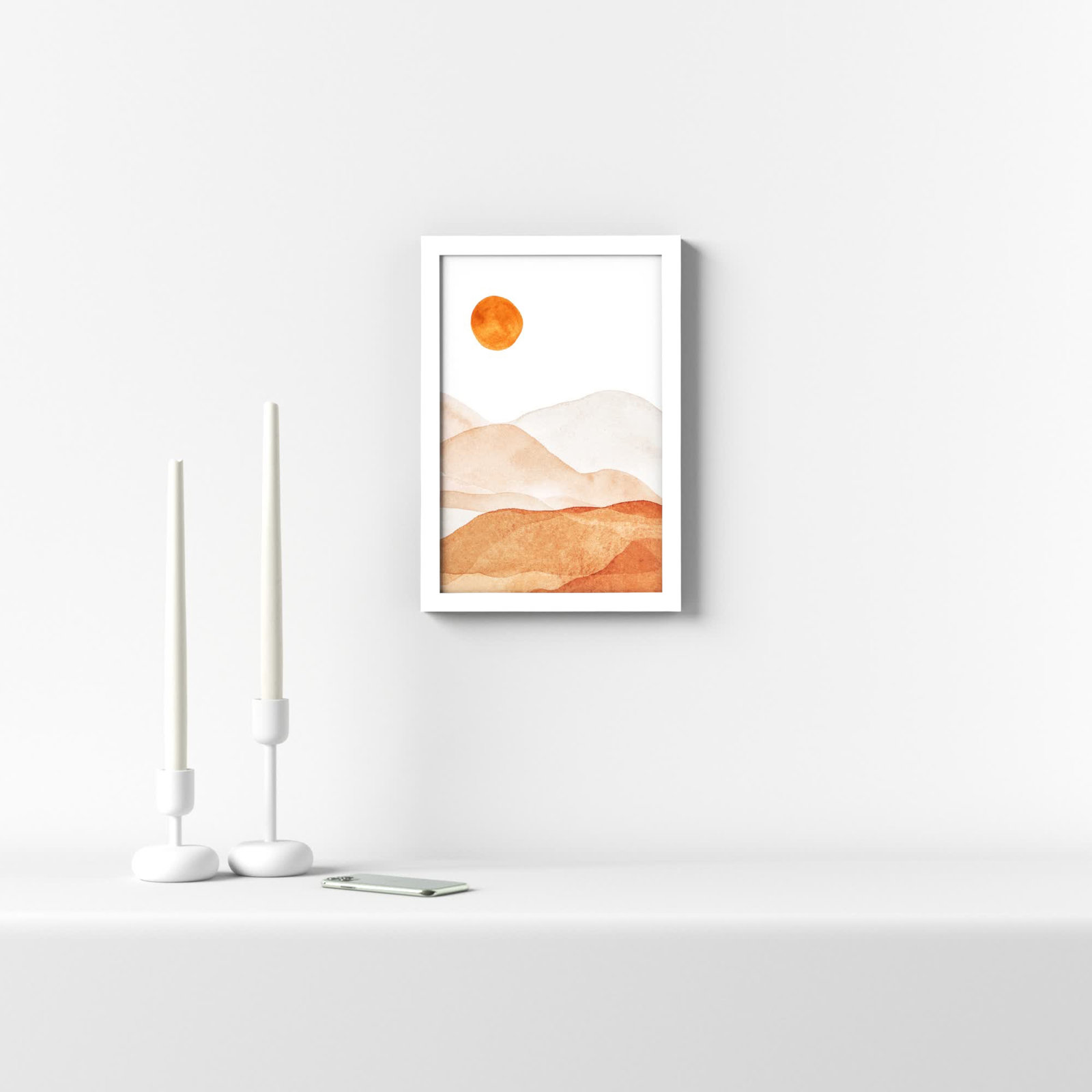 Doris "Mountain Range I" Print, 41.25" H x 28.25" W x 0.88" D, White
