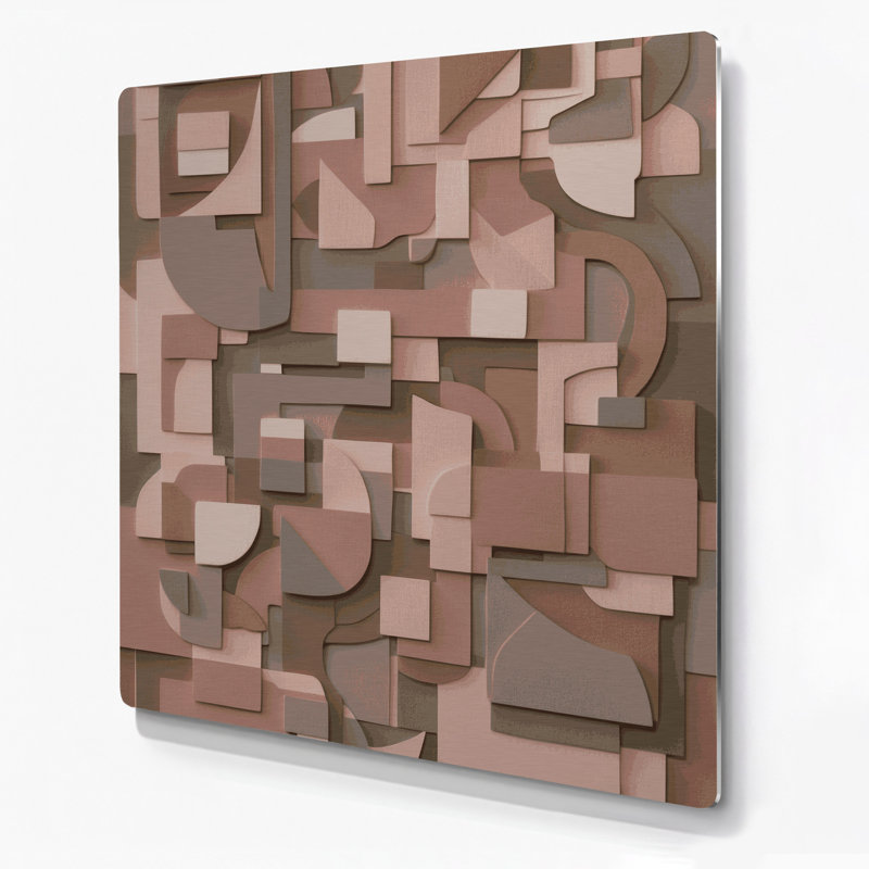 Abstrait formes 82, art mural en métal brun, H 32 po x l 32 po