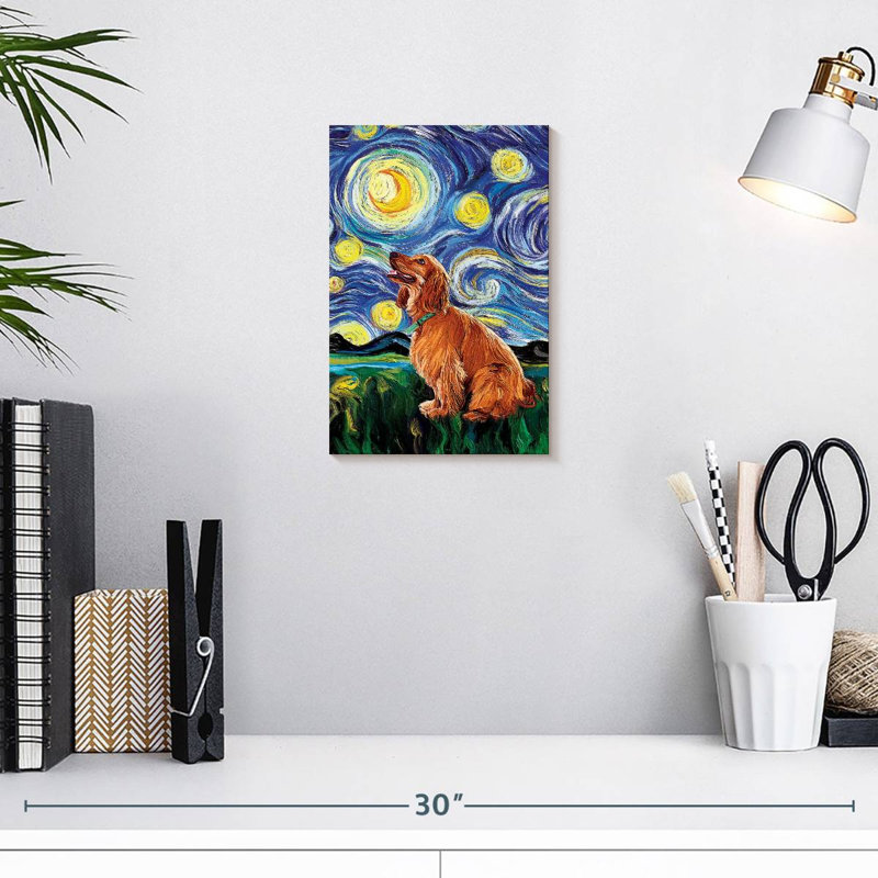 Cocker Spaniel Starry Night, 12" H x 8" W