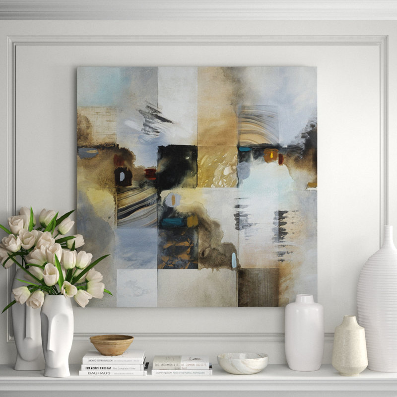 Sky Sound 1 Painting Canvas, 44" H x 44" W x 2.25" D, Gold Frame Canvas