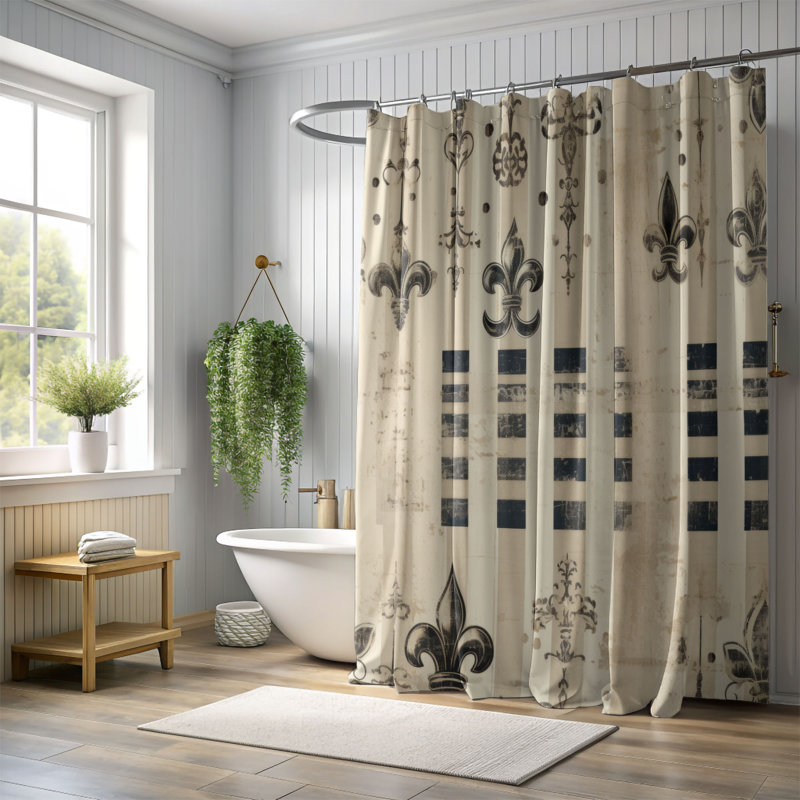 Rideau de douche Elegant Damask - Premium, H 74 po x l 71 po