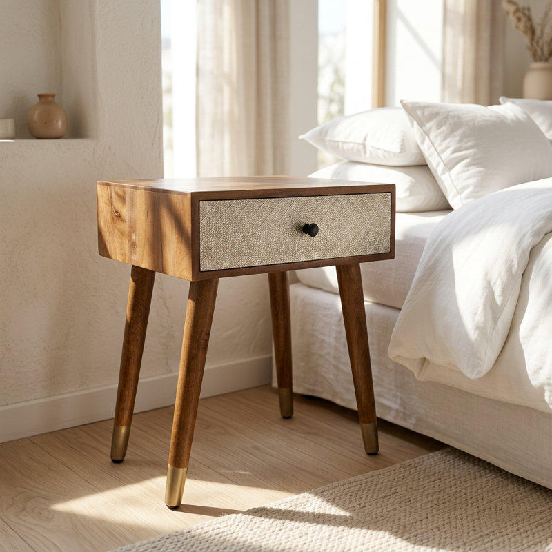 Hand-crafted Accent Table/nightstand With Unique Drawer Front