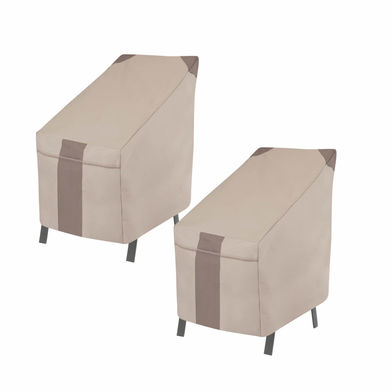 Beige Weather-Resistant High Back Patio Chair Covers, Set of 2