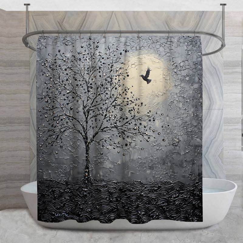 Rideau de douche Moonlit Tree, H 84 po x l 70 po