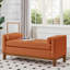 Grand repose-pieds rembourré en tissu Boucle avec coussins, banc de fenêtre rembourré confortable pour le salon, banc de vestibule orange-129757727-129757733