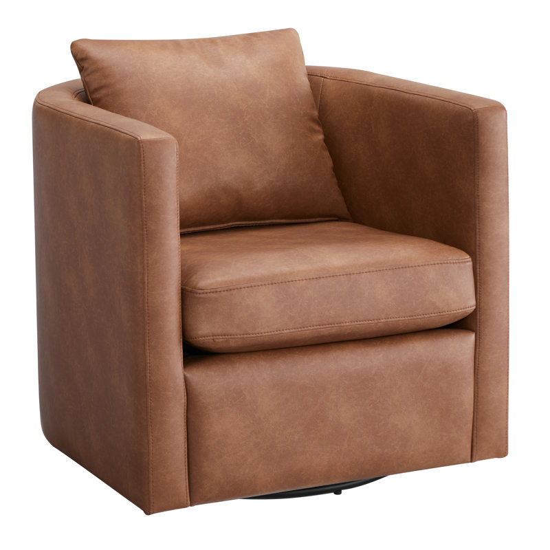 Faux Leather Swivel Barrel Chair