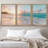 Aesthetic Sunset on Teal Ocean Coastal Beach Shore Framed Canvas 3 Pieces Print Triptych Wall Art-1076734932-1199655257
