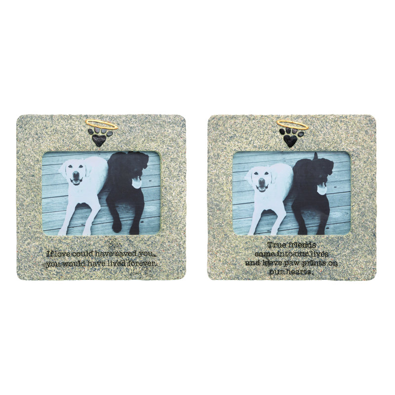  Resin Paw Print Halo Memorial Sentiment Frame Set of 2