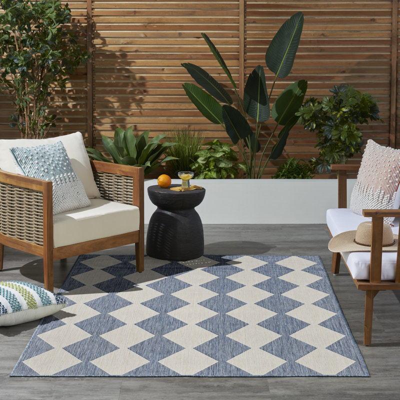 Positano Indoor/Outdoor Area Rug, Rectangle 4' x 6', Blue