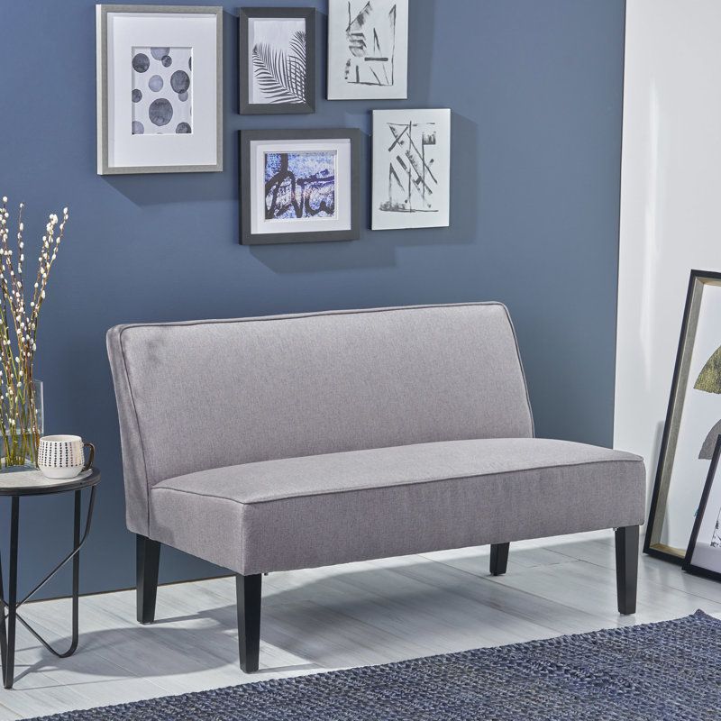 Tissu gris de 50 po revêtu de tissu gris, structure en bois massif durable, lin doux et style élégant pour votre espace de design contemporain