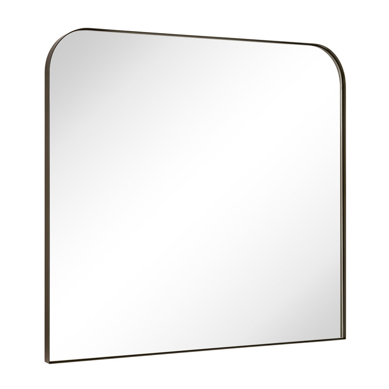 Grand miroir mural arqué Bhargava pour salle de bain, salon, 30 po x 34 po, Bronze huilé