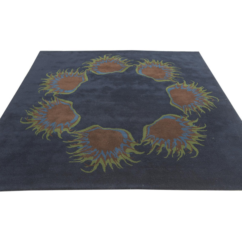 Tapis carré bleu marine Navin