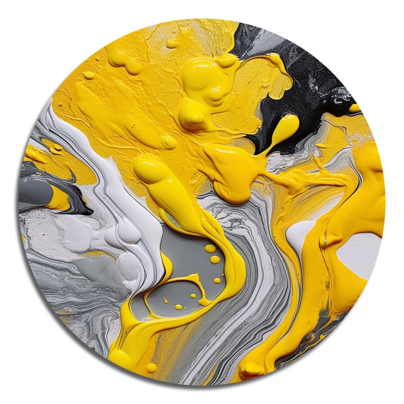 Cheyna - Art abstrait rond en métal, H 16 po x l 16 po